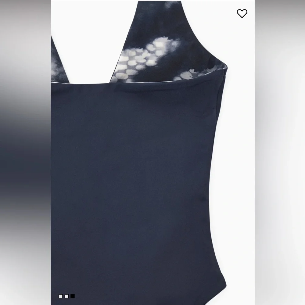 REVERSIBLE PRINTED PLUNGE SWIMSUIT Cos Navy Blue x Blue Pattern One Piece NWT